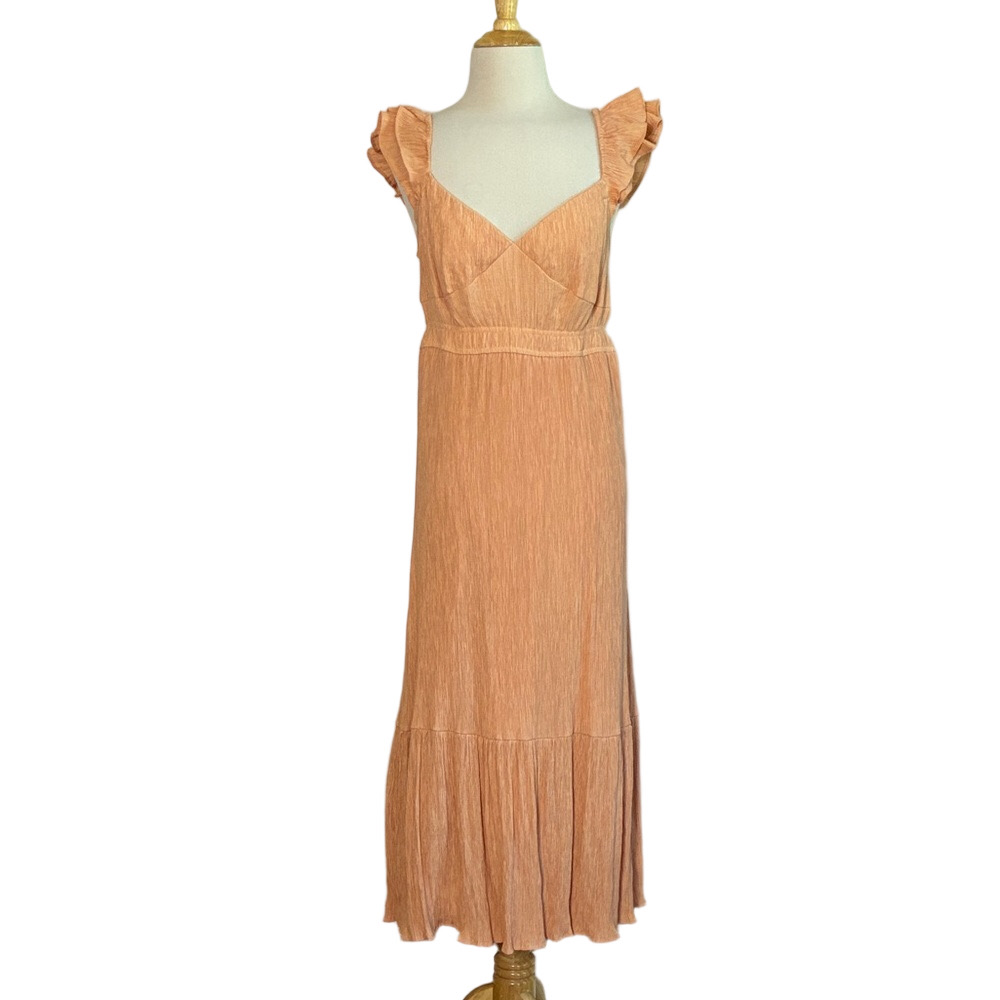 MINE Jr. Large Peach Babydoll Milkmaid‎ Y2K Broomstick Maxi Dress Cottagecore